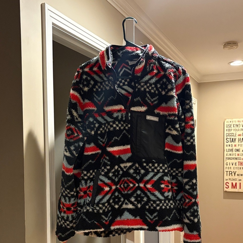 Columbia Red and Black Fleece Pullover